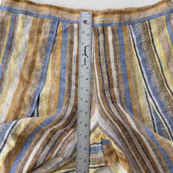 Drew Striped Linen-Blend Pants‎ Size L Wide Leg Bohemian Coastal Comfort Artsy - Picture 8 of 13